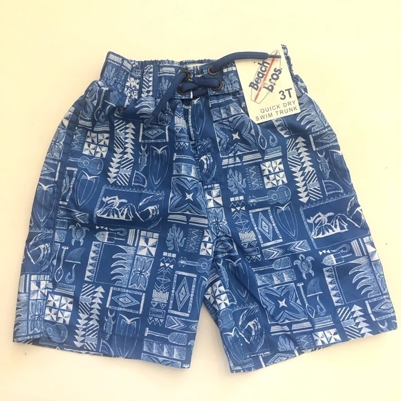 Beach Bros Toddler Boys Hawaiian Quick Dry Swim Trunks Size 3T - Picture 1 of 11